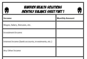 monthly balance sheet